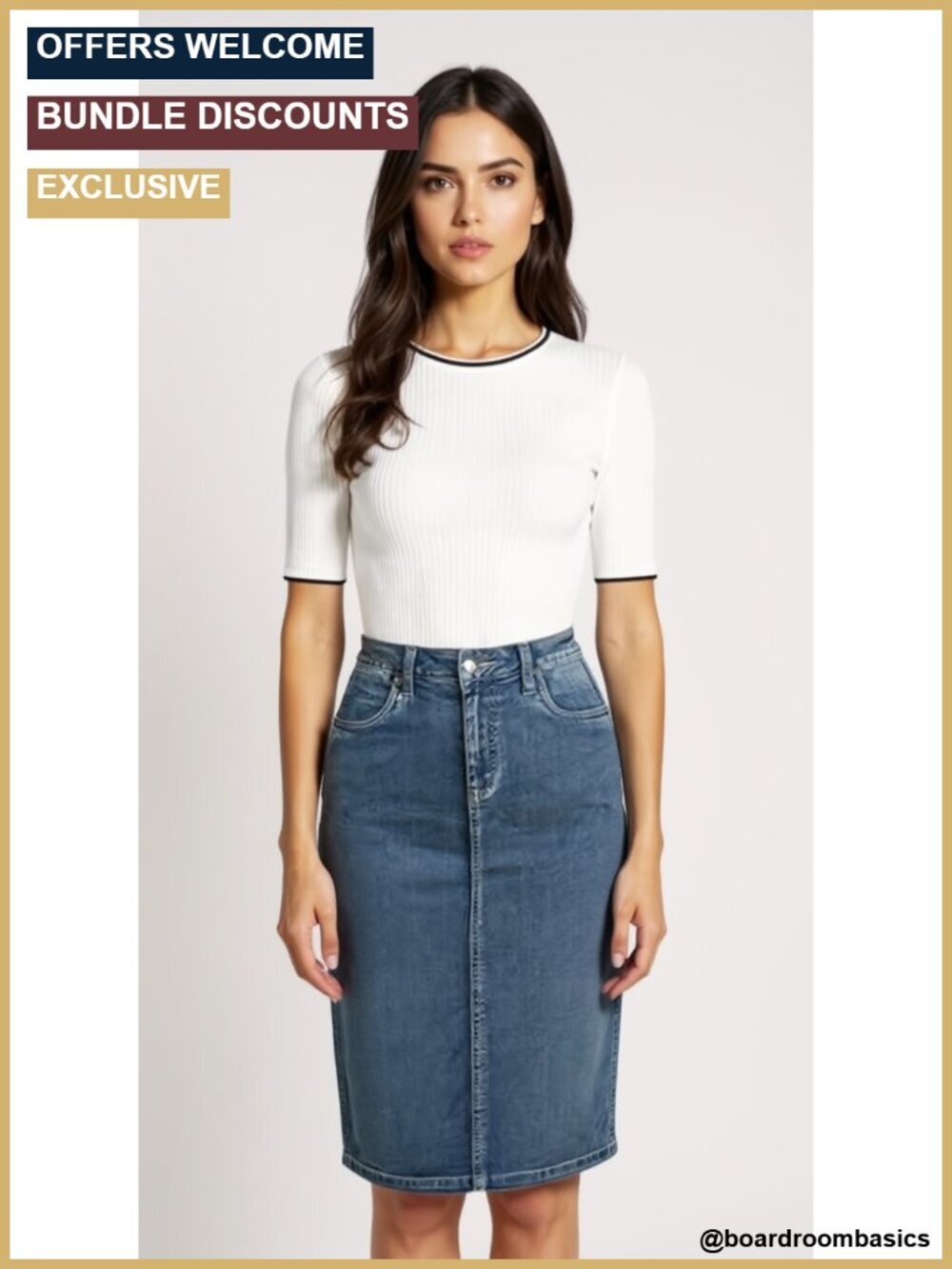 3-in-1 Stretch Denim Pencil, A-Line & Destructed Mini Skirts with Pockets